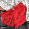 [Rojo Ancola] 880# Ropa Interior Roja Grande de Año Nuevo Malla de Encaje Seda de Hielo Ropa Interior Roja