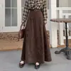 Saia Longa Midi Casual com Textura Maillard Novo Retrô Outono/Inverno, Elegante, Slim, Nicho Francês, Cintura Alta, Fluida