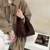 Bolso de mano de gamuza esmerilada con diseño de nicho estilo coreano para mujer, bolsa tipo nube plisada de gran capacidad, bolso de hombro y para el antebrazo