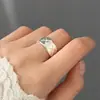Anel de Laço Rosa Doce com Diamante para Mulheres Usarem Elegante e Fashionável Anel Aberto de Prata S925 Anel para Dedo Indicador