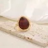 Joyería Transfronteriza Europea y Americana, Anillo Abierto Cuadrado de Piedra Preciosa Degradada Estilo Vintage, Anillo de Ojo de Gato con Diseño Ins