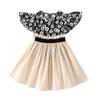 Traje de verano de manga corta para niñas de Corea del Sur Nuevo traje de dos piezas con falda y top floral para niñas a la moda