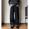 Pantalones largos de mezclilla negros, rectos, holgados, con diseño retro Cleanfit, dobladillo enrollado, lunares, línea A, para hombre