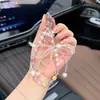 Llavero de Coche de Cristal Tallado de Lujo con Forma de Lazo, Colgante de Teléfono con Cuentas Estilo Ins, Accesorio de Bolso Moderno y Único