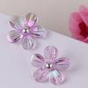 Aretes de verano flor de hibisco de color mágico europeo y americano aretes acrílicos de cinco hojas viento festivo aretes pequeños frescos joyería para la oreja para mujer