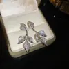 Brincos de Zircônia Folha Cintilante para Mulheres, Brincos Estilo Corte Francês, Brincos de Luxo Leve e de Alta Qualidade Atacado