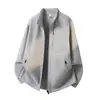 Sudadera con cuello mao para hombre Muqiu, moderna, estilo americano, mezcla elástica tipo algodón, agradable a la piel, chaqueta deportiva casual de corte holgado para hombre