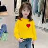 Camiseta Casual de Algodón con Dibujos Animados para Niños, Nuevo Estilo Primavera y Otoño, Versátil Holgada de Manga Larga Versión Coreana para Niñas, Camiseta Básica de Moda
