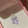Collar Estilo Coreano Ins Flor de Zircón Moño Esmaltado, Cadena Clavicular Exquisita de Nicho de Lujo Ligero, Collar de Gama Alta para Mujer