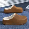 Pantuflas de algodón afelpado para mujer, de stock transfronterizo, con suela gruesa, punta cerrada, tipo media pantufla para otoño e invierno, adecuadas para usar en casa y al aire libre, pantuflas cálidas disponibles para dropshipping