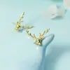 Brincos de Galhada de Veado Cravejados com Diamantes para Mulheres 2020 Novo Tendência Simples e Compacto Estilo Minimalista Brincos Elegantes de Alta Qualidade Banhados a Ouro
