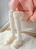 Calcetines por encima de la rodilla para mujer, Calcetines largos de tubo para primavera y otoño, Calcetines largos de leche blanca empalmados que llegan por encima de la rodilla, Calcetines largos antideslizantes para otoño e invierno