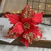 Flores de Natal Artificiais Transfronteiriças, Arranjos de Flores de Tecido, Enfeites Decorativos, Decorações de Natal, Decorações de Flores de Natal com Veludo e Lantejoulas