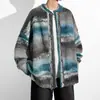 Suéter de Cor Contrastante Masculino Outono e Inverno Novo Estilo Hong Kong Tendência Jaqueta Solta Moda Masculina e Feminina Casual Cardigã de Tricô Top