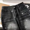 Estação Independente ebay Primavera Outono Calças Jeans Lavadas Novas Femininas Cor Degradê Brilhante Hot Drilling Confortáveis Calças de Perna Reta Atacado