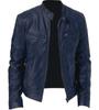 Em estoque comércio exterior inverno negócio cavalheiro quente zíper cardigan bolso decorativo PU roupas de couro stand gola jaqueta de couro slim