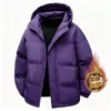 Chaqueta de algodón con capucha de color liso estilo americano de moda para hombre, nueva colección de invierno 2026, abrigo acolchado casual, engrosado y cálido, prenda exterior extragrande