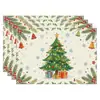 Manteles individuales navideños más vendidos transfronterizos, nueva serie de muñeco de nieve y renos, tapetes resistentes al calor, lino Amazon