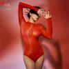 Traje de baño de tirantes sedoso aceitoso sin costuras, mono de horquilla alta, mallas sexys, conjunto de medias emocionales, talla grande, brillante