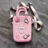 Monedero de silicona con forma de cueva cuadrada para niños, bolso cruzado para caminar, divertido y bonito bolso de silicona para cambio.
