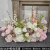 Arreglo floral de piso para boda, decoración de fila de flores rosas, flores de boda, flores artificiales, decoración de pasillo, ambientación, arte floral de escenario T