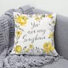Funda de almohada con diseño de flores y letras frescas de primavera transfronterizas, cuadrada, para sala de estar, sofá, mesita de noche