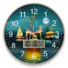 Reloj de Pared Automático Controlado por Radio con Calendario para Sala de Estar, Elegante y Moderno Reloj de Pared para el Hogar, Reloj Silencioso