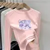 Ropa interior básica forrada de forro polar para niñas, top de otoño para niños, camiseta elegante de manga larga con estampado de dibujos animados para otoño e invierno