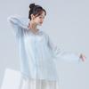 Ropa de Práctica de Danza Clásica para Mujer, Camisa de Nuevo Estilo con Cuello de Encaje de Hoja de Loto, Top de Longitud Media Inspirado en el Diseño, Ropa de Yoga, Ropa de Baile