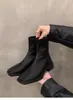 2026 Nuevo Otoño/Invierno~Botas de Martín Marrón Versátiles Botines Franceses Pequeños Botas de Mujer de Tacón Alto Punta Cuadrada Adelgazantes para Mujer~