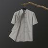 Camisa de Manga Larga Estilo Chino para Hombre Algodón Lino Talla Grande Casual Cuello Camisa Estilo Retro Abrigo Tang Chino Lino Ropa de Hombre