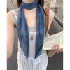 Bufanda larga de seda de color sólido con cuentas estilo coreano para mujer, nuevo modelo 2026, bufanda de cuello con ambiente artístico, bufanda pequeña fina