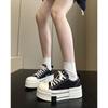 Elegantes Modelos Nuevos de Primavera y Verano para Mujeres Petites, Zapatos de Lona con Suela Gruesa que Aumentan la Altura y Adelgazan, Tenis Blancos para Mujer, Zapatos de Lona Blancos y Negros