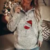 17402 Plataforma de Autoconstrucción de Sitio Web Independiente Shopify Amazon Transfronterizo Nueva Sudadera para Mujer Estampado Navideño Sudadera Gris