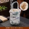 Brocado Azul Rima Mariposas Dispersas Bolsa de Almacenamiento Bordado de Alta Gama Bolsa de Almacenamiento para Ceremonia del Té Conveniente para Viajes Bolsita para Bolsitas de Té Bolso de Mano
