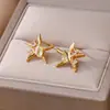 Pendientes Populares de Estrella de Mar Transfronterizos para Mujer, Circonita Microincrustada, Personalizados, Sencillos, Compactos, Versátiles, Elegantes, Pendientes de Lujo Ligero