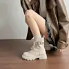 Otoño Invierno 2026 Más Vendidos Botas Martin Cálidas para Mujer Suela Gruesa Alargadoras Adelgazantes Punta Redonda Con Cordones Media Caña Zapatos Individuales de Moda