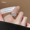 Brillo Resplandeciente~ Anillo Abierto Flor Hueca Gota de Agua de Circonita, Anillo de Estilo Nicho de Alta Gama, Exquisito Accesorio Versátil para la Mano
