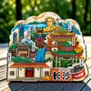 Changsha Juzizhou Tou Yuelu Wen Academy Crea Calcomanías de Refrigerador de Madera Marea Nacional Creativa Souvenirs Turísticos Tridimensionales de Tres Capas