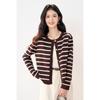 En Stock Nuevo Cárdigan Chaqueta de Punto para Mujer Rayas Estilo Chanel Prendas de Abrigo Cuello Redondo Manga Larga Suéter de Punto para Mujer