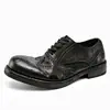 Zapatos de Cuero Goodyear, Zapatos Formales Casuales Brogue Tallados para Hombre, Zapatos de Hombre de Piel de Caballo Lavada con Aspecto Retro Británico