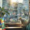RPS841-845 Copo de Nieve Navideño Arcoíris Colorido Electroestático Adhesivo para Vidrio Atrapasol Antigolpes de Pájaros Adhesivo para Ventana