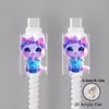 Protector de Cable de Datos de Gato de Burbuja de Té Acrílico 2D Lindo, Anti-rotura, Teléfono Tipo-C