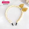 Diadema Infantil Fresca Fruncida Paquete de Perlas para Niña Tarjetas de Pelo Antideslizantes Cuadriculadas Diadema con Lazo de Princesa