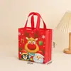 Bolsa de Regalo de Mano Color Navidad Bolsa de Dulces Navideños No Tejida Bolsa de Regalo Navideña Impresa para Fiesta