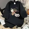 Camiseta de Algodão Puro de Manga Curta para Mulheres, Versátil Estilo Americano Graffiti Estampa Retro, Novo Design de Verão, Blusa Solta Gola Redonda para Homens