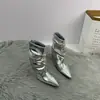 Pantalones bootcut de cintura alta plisados con sentido del diseño botas para mujer Otoño/Invierno 2026 Estilo Nuevo Sexy Punta Puntiaguda Tacón de Aguja Botas tipo calcetín Botines de Moda