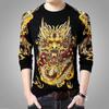 Camiseta de manga larga para hombre de primavera y otoño, camisa con estampado 3D de dragón chino, ropa juvenil de otoño, camisa de hombre de talla grande, moda ajustada