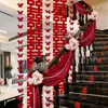 Corrimão Decorativo de Escada Decoração de Quarto Nupcial Casamento Rústico Nova Casa da Noiva Conjunto de Tira Longa Flores de Puxar Personagem Feliz Lado do Noivo