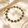 Aço Titânio CompletoDongdaemun Personalidade Temperamento Luxo Trevo de Quatro Folhas Completo com Strass Pulseira Feminina Celebridade da Internet Retrô Melhor Amiga